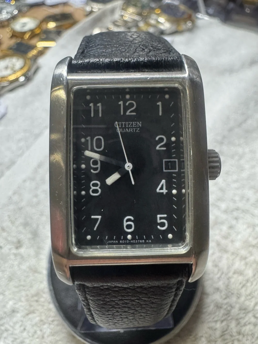 Citizen Black Dial Rectangular Stainless Steel Watch